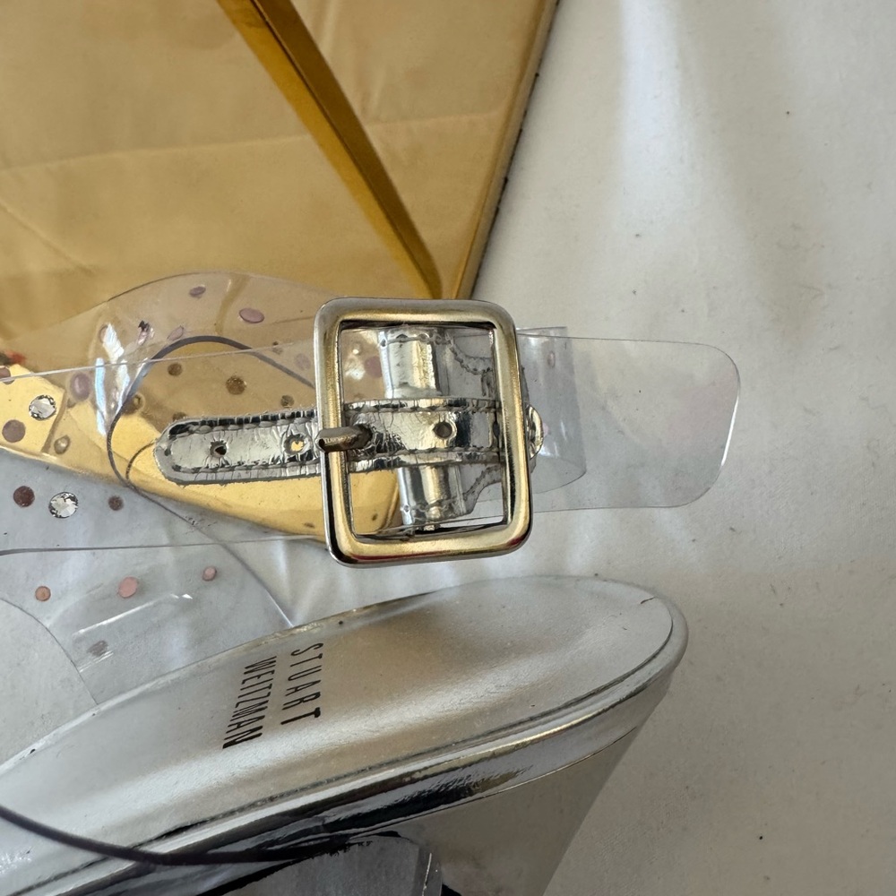 Stuart Weitzman Silver Clear Heels